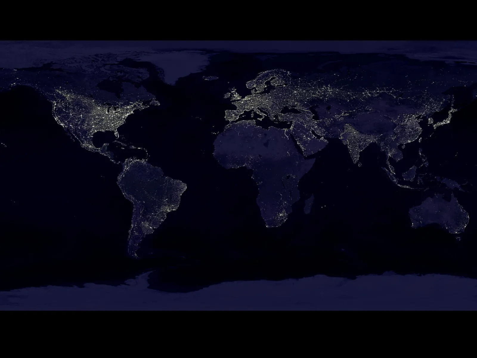 Composición de archivo de la Tierra de noche, con las luces de las ciudades